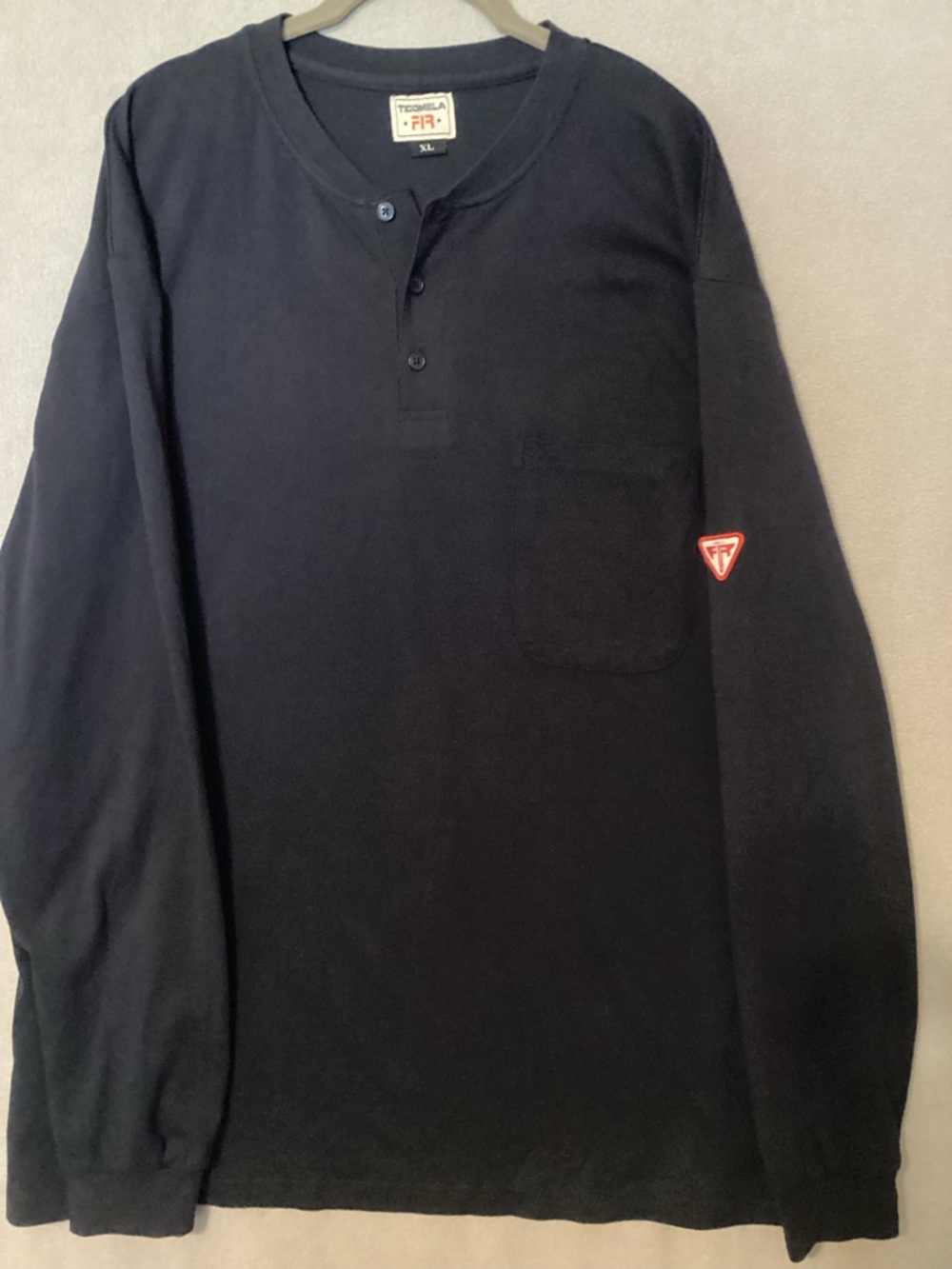 Ticomela FR Shirt Men XL Blue Henley Fire Resistant Cat 2 NWT Long Sleeve Pocket